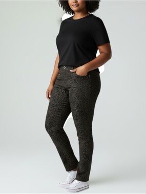 Simply Vera Vera Wang Women's Black Leopard Print Slim Jeans Size XXL